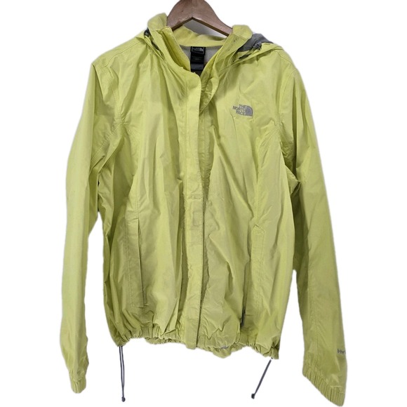 The North Face HyVent 2.5L Womens Hooded Jacket Size XXL Yellow Green Rain Coat - Picture 1 of 8